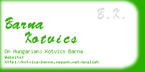 barna kotvics business card